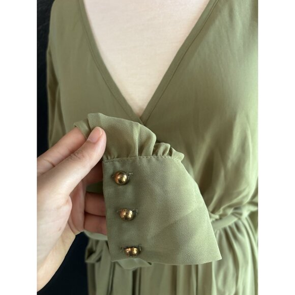 Baltic Born Olive Sage Green Maxi Dress Sz 2X Flowy With Sash - Picture 8 of 12